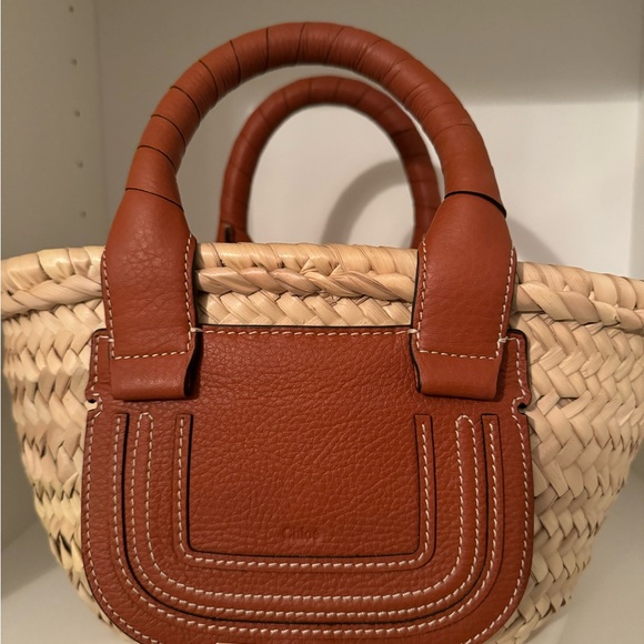 Authentic CHLOE Rafia Brown Woven Tote Bag - Picture 3 of 8